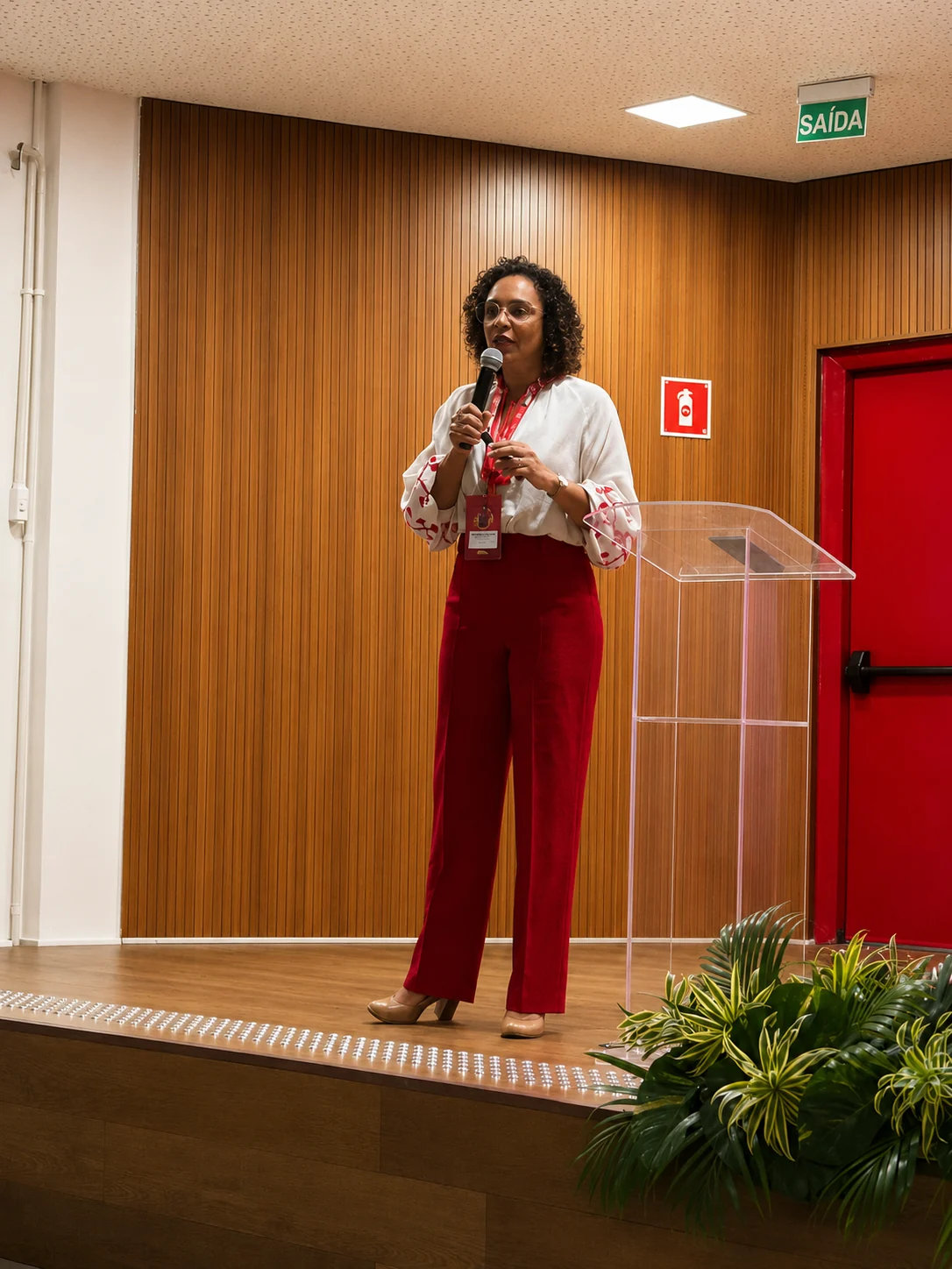 Dra. Ana Paula Teixeira no palco do Fórum Saúde 360